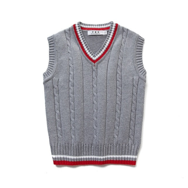Kids Knitted Vest Sweaters Teenage Boy Girl School Uniform Clothing Junior Students Waistcoat 8 10 12 14 15 years