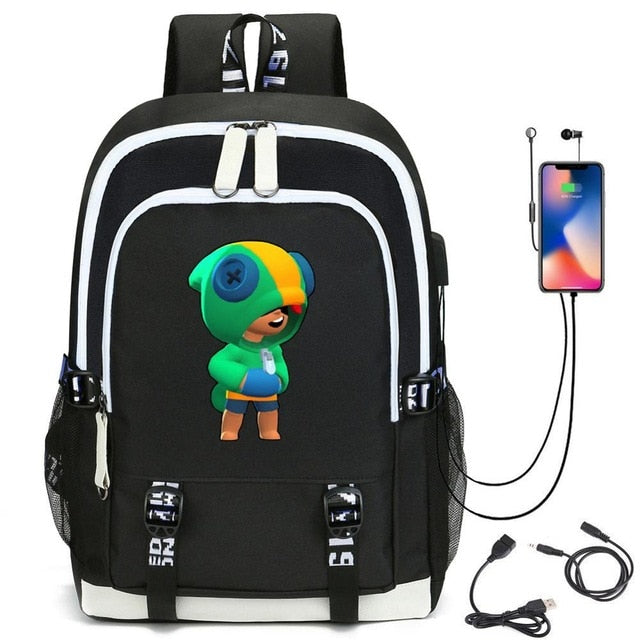 Leon Game Kids Bag Backpack Usb Charging Schoolbag Student School Bag 3D Print Computer Bag 44*30*15 Cm