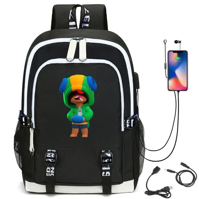 Leon Game Kids Bag Backpack Usb Charging Schoolbag Student School Bag 3D Print Computer Bag 44*30*15 Cm