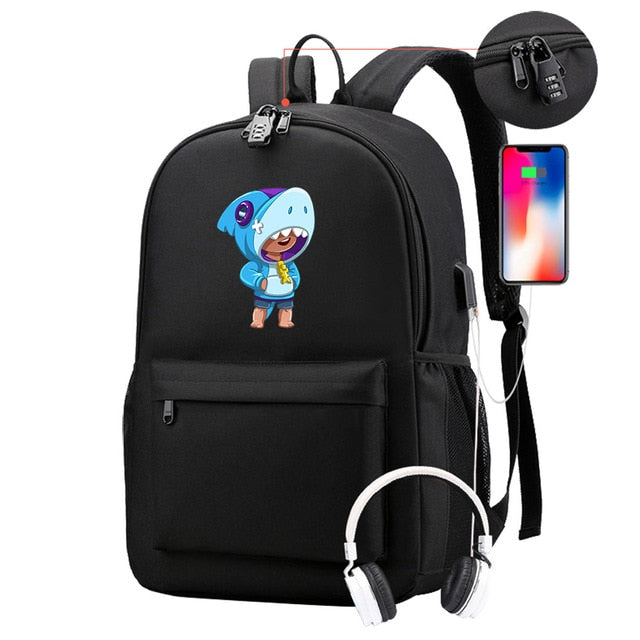Leon Game Kids Bag Backpack Usb Charging Schoolbag Student School Bag 3D Print Computer Bag 44*30*15 Cm