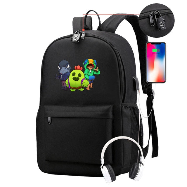 Leon Game Kids Bag Backpack Usb Charging Schoolbag Student School Bag 3D Print Computer Bag 44*30*15 Cm