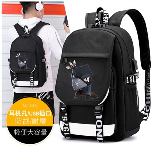 Leon Game Kids Bag Backpack Usb Charging Schoolbag Student School Bag 3D Print Computer Bag 44*30*15 Cm