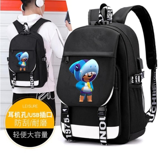 Leon Game Kids Bag Backpack Usb Charging Schoolbag Student School Bag 3D Print Computer Bag 44*30*15 Cm