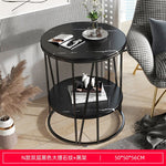 Nordic Wrought Iron Coffee Side Table Creative Living Room Home Small Table Small Apartment Balcony Coffee Table Marble Pattern