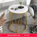 Nordic Wrought Iron Coffee Side Table Creative Living Room Home Small Table Small Apartment Balcony Coffee Table Marble Pattern