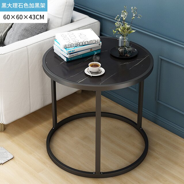 Nordic Wrought Iron Coffee Side Table Creative Living Room Home Small Table Small Apartment Balcony Coffee Table Marble Pattern