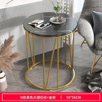Nordic Wrought Iron Coffee Side Table Creative Living Room Home Small Table Small Apartment Balcony Coffee Table Marble Pattern