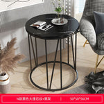 Nordic Wrought Iron Coffee Side Table Creative Living Room Home Small Table Small Apartment Balcony Coffee Table Marble Pattern
