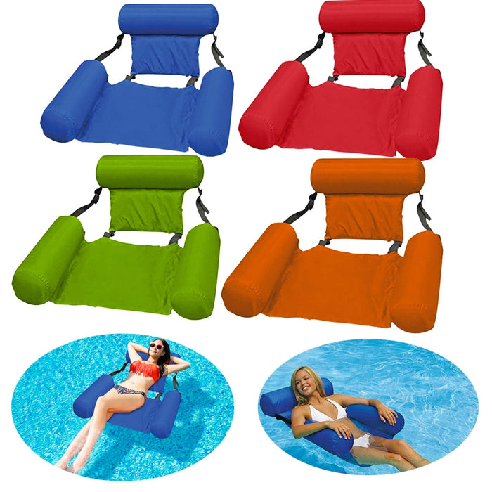 Summer Inflatable Foldable Floating Row Beach Swimming Pool Water Hammock Floating Beach Chair Lounger Mat Seatings