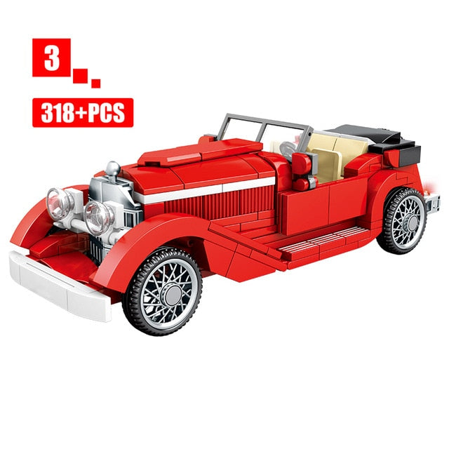 City Mechanical Classic Car MOC Model Bricks Creator Technic Classical Convertible Racing Vehicle Building Blocks Toys For Kids