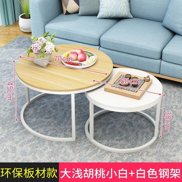 Modern Simple Small Apartment Round Side Bedside Table Home Living Room Balcony Wrought Iron Small Coffee Table Combination