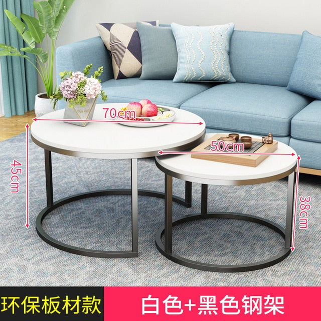 Modern Simple Small Apartment Round Side Bedside Table Home Living Room Balcony Wrought Iron Small Coffee Table Combination