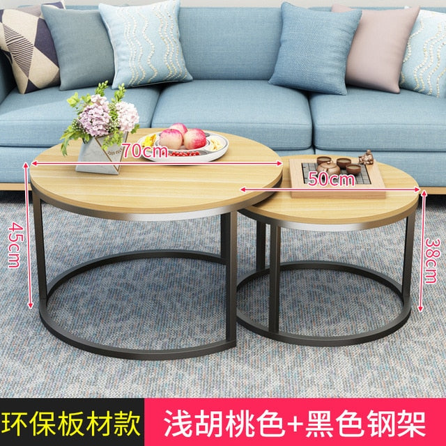 Modern Simple Small Apartment Round Side Bedside Table Home Living Room Balcony Wrought Iron Small Coffee Table Combination