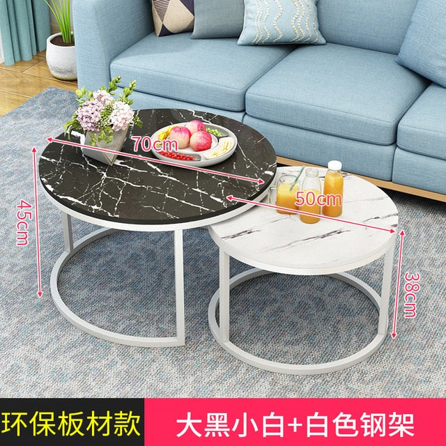 Modern Simple Small Apartment Round Side Bedside Table Home Living Room Balcony Wrought Iron Small Coffee Table Combination