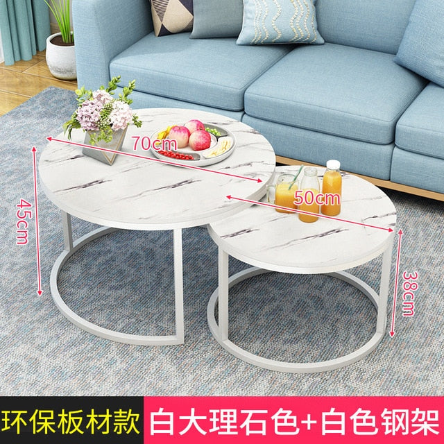 Modern Simple Small Apartment Round Side Bedside Table Home Living Room Balcony Wrought Iron Small Coffee Table Combination