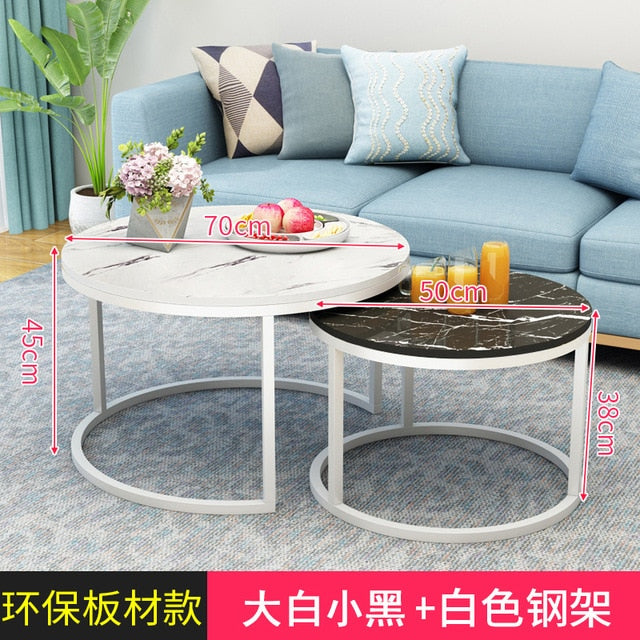 Modern Simple Small Apartment Round Side Bedside Table Home Living Room Balcony Wrought Iron Small Coffee Table Combination