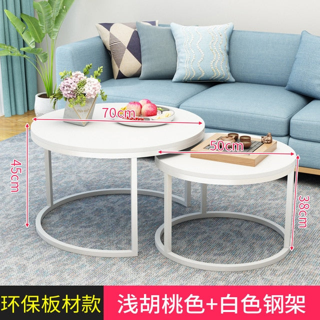 Modern Simple Small Apartment Round Side Bedside Table Home Living Room Balcony Wrought Iron Small Coffee Table Combination