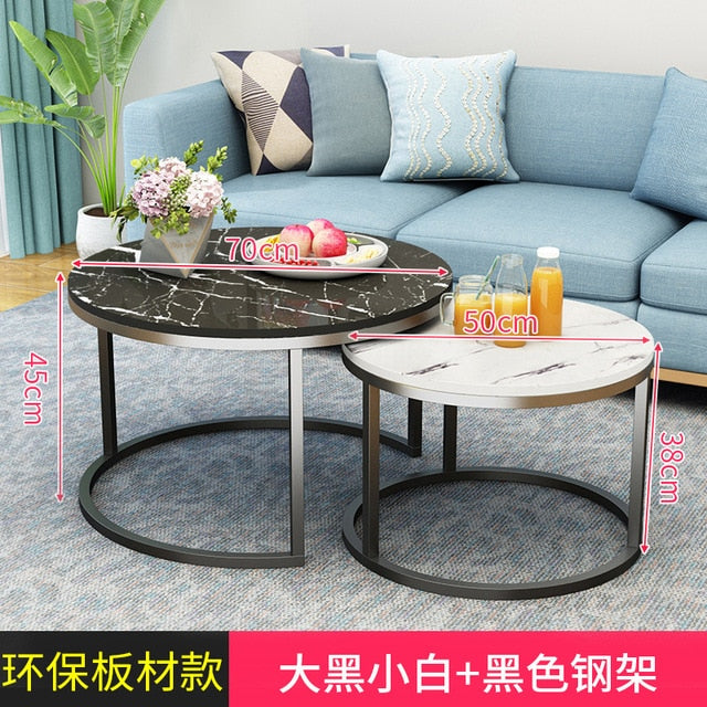 Modern Simple Small Apartment Round Side Bedside Table Home Living Room Balcony Wrought Iron Small Coffee Table Combination