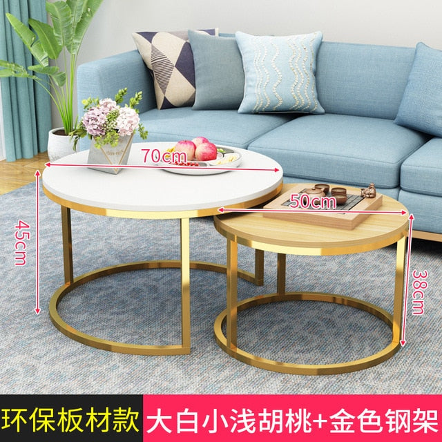 Modern Simple Small Apartment Round Side Bedside Table Home Living Room Balcony Wrought Iron Small Coffee Table Combination