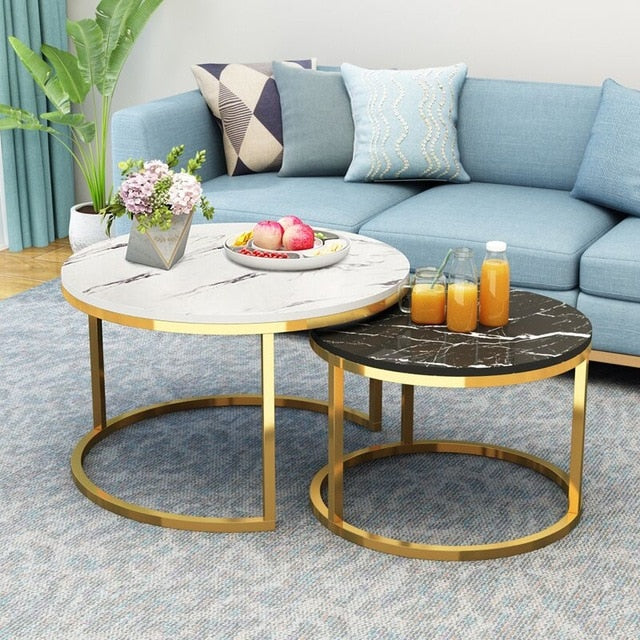 Modern Simple Small Apartment Round Side Bedside Table Home Living Room Balcony Wrought Iron Small Coffee Table Combination