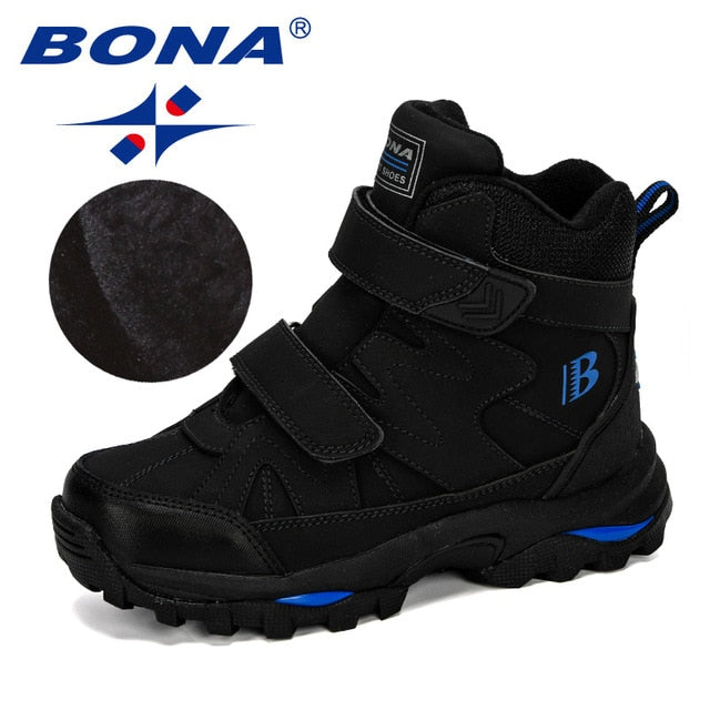 BONA New Popular Style Winter Children's Snow Boots Boys Girls Fashion Waterproof Warm Shoes Kids Thick Mid Non-Slip Boots