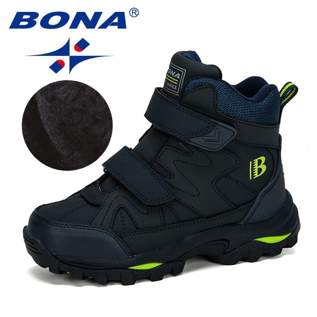 BONA New Popular Style Winter Children's Snow Boots Boys Girls Fashion Waterproof Warm Shoes Kids Thick Mid Non-Slip Boots