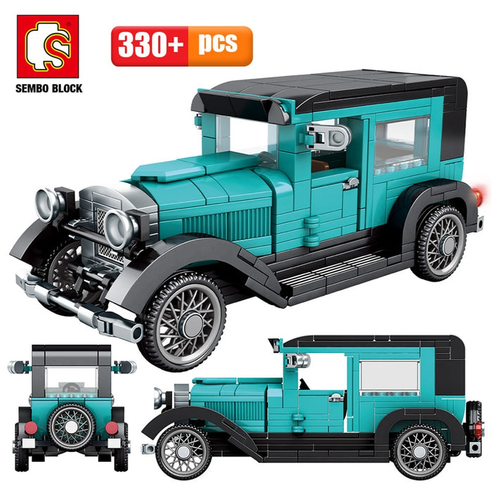 City Mechanical Classic Car MOC Model Bricks Creator Technic Classical Convertible Racing Vehicle Building Blocks Toys For Kids