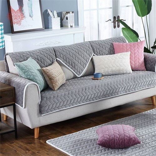 Leaves quilted winter plush sectional sofa cover slipcovers furniture couch covers sofa protector capa de sofa fundas SP5639