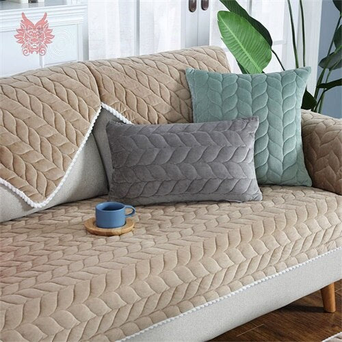 Leaves quilted winter plush sectional sofa cover slipcovers furniture couch covers sofa protector capa de sofa fundas SP5639