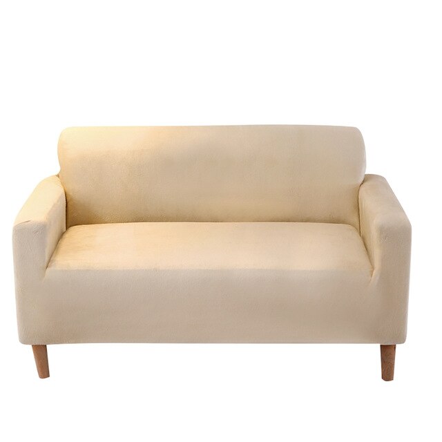 Lychee Solid Thick Plush Sofa Cover Elastic Velvet Sofa Cover Sectional Slipcover 1/2/3/4 seater Stretch Couch Cover