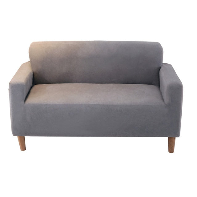 Lychee Solid Thick Plush Sofa Cover Elastic Velvet Sofa Cover Sectional Slipcover 1/2/3/4 seater Stretch Couch Cover