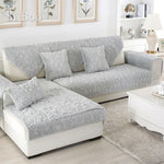 White grey floral quilted sofa cover plush long fur slipcovers fundas de sofa sectional couch covers fundas de sofa SP4957