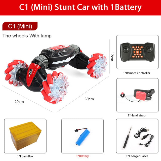 Remote Control Stunt Car Gesture Induction Twisting Off-Road Vehicle Light Music Drift Dancing Side Driving RC Toy Gift for Kids