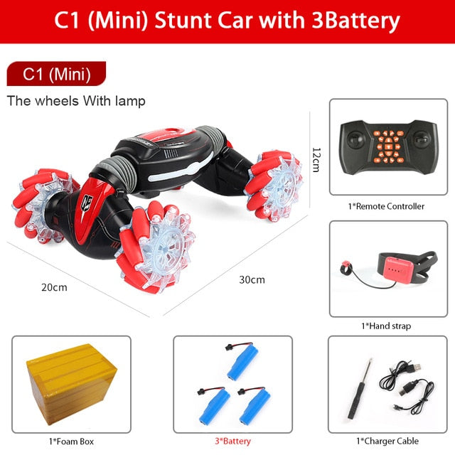 Remote Control Stunt Car Gesture Induction Twisting Off-Road Vehicle Light Music Drift Dancing Side Driving RC Toy Gift for Kids