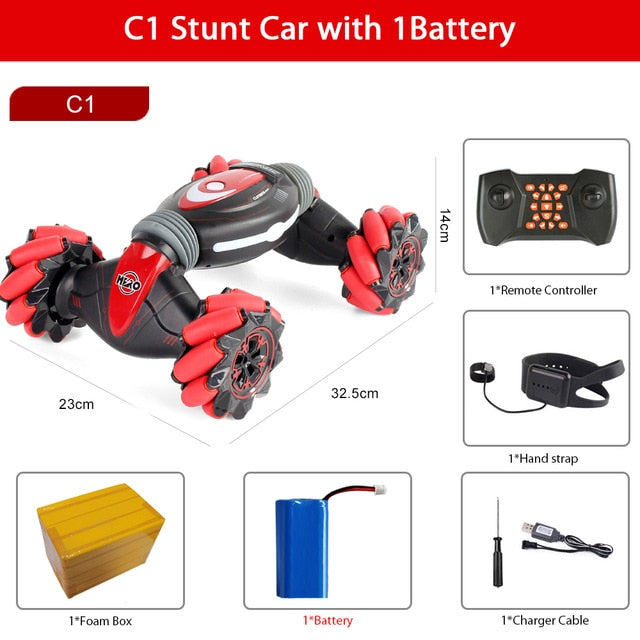 Remote Control Stunt Car Gesture Induction Twisting Off-Road Vehicle Light Music Drift Dancing Side Driving RC Toy Gift for Kids