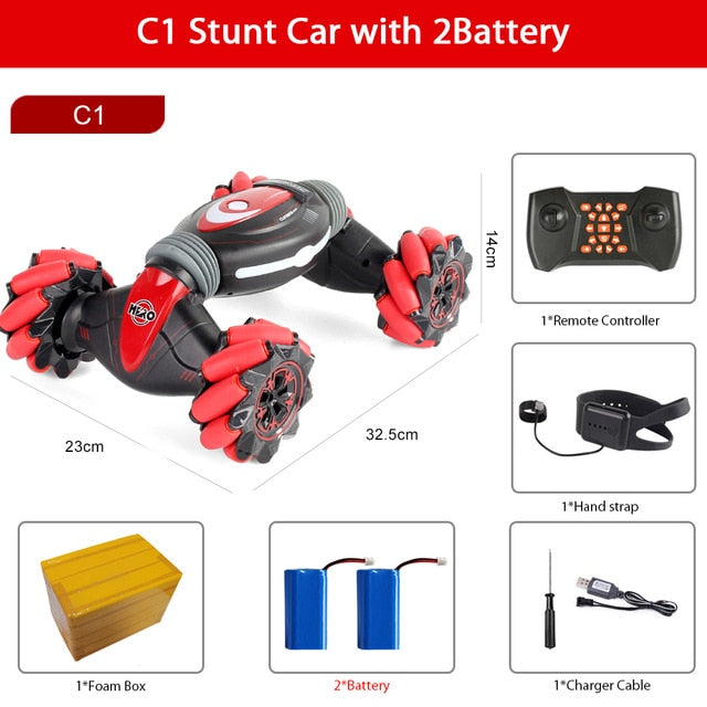 Remote Control Stunt Car Gesture Induction Twisting Off-Road Vehicle Light Music Drift Dancing Side Driving RC Toy Gift for Kids