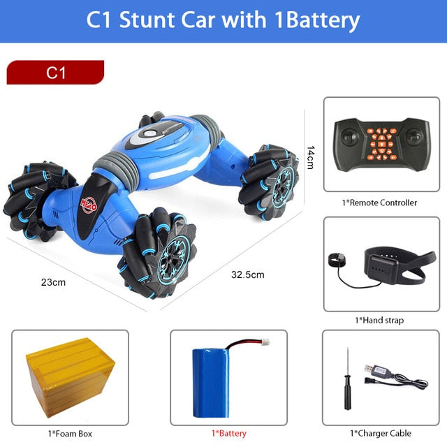 Remote Control Stunt Car Gesture Induction Twisting Off-Road Vehicle Light Music Drift Dancing Side Driving RC Toy Gift for Kids