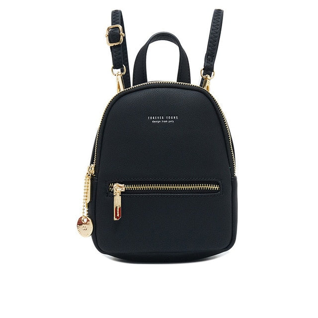 Forever Young Designer Women Backpack Mini Soft Touch Leather Small Backpack Female Fashion Ladies Bagpack Satchel Shoulder Bag