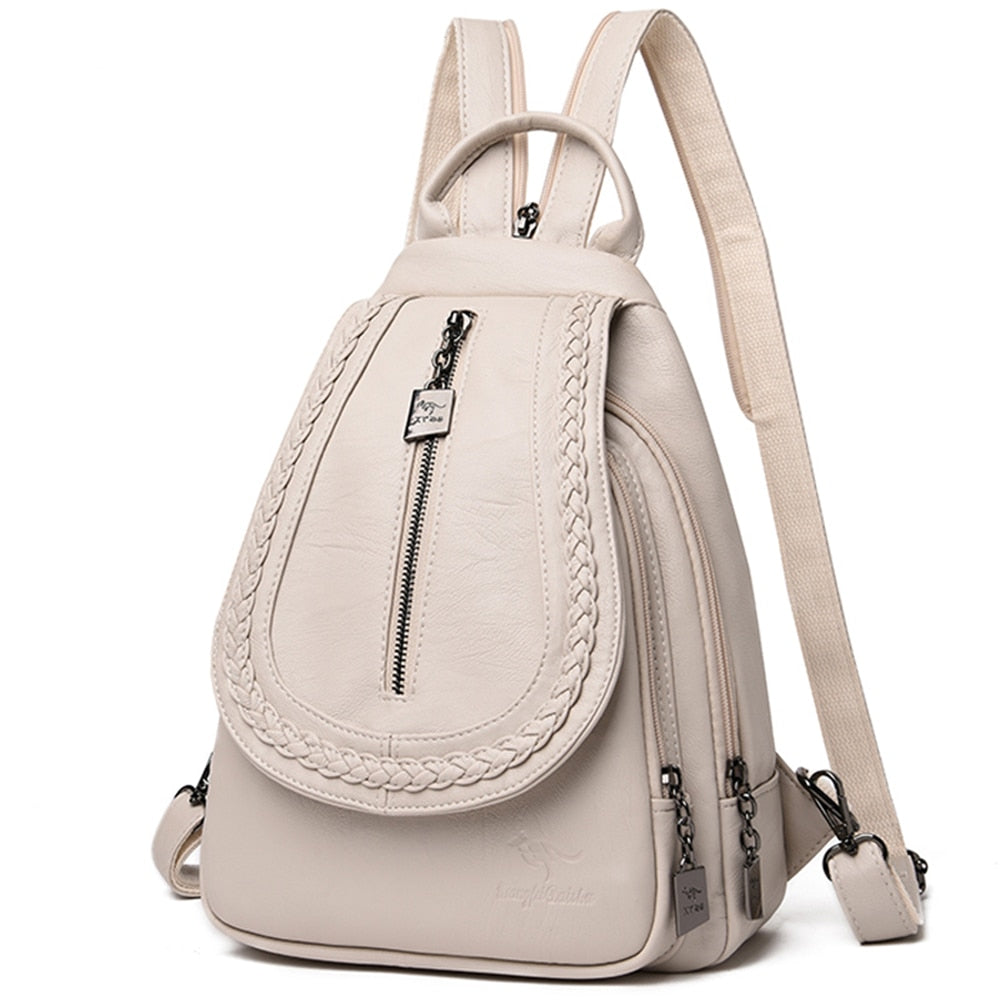 Women Leather Backpacks Zipper Female Chest Bag Sac a Dos Travel Back Pack Ladies Bagpack Mochilas School Bags For Teenage Girls