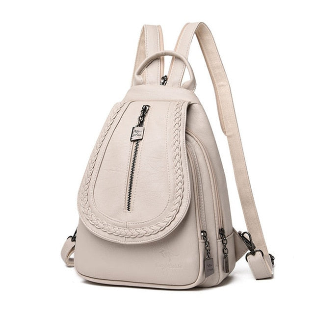 Women Leather Backpacks Zipper Female Chest Bag Sac a Dos Travel Back Pack Ladies Bagpack Mochilas School Bags For Teenage Girls