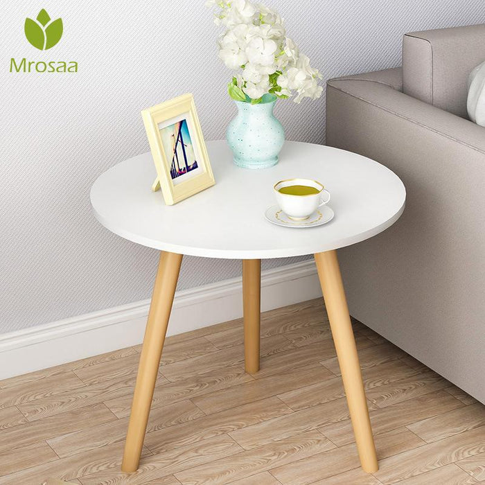 Tea Table End Table For Office Nordic Coffee Table Wooden Round Magazine Shelf Small Table Movable Bedroom Living Room Furniture