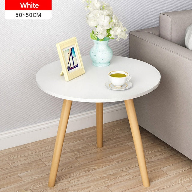 Tea Table End Table For Office Nordic Coffee Table Wooden Round Magazine Shelf Small Table Movable Bedroom Living Room Furniture