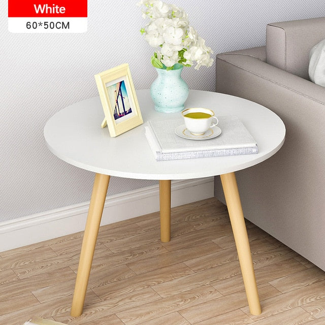 Tea Table End Table For Office Nordic Coffee Table Wooden Round Magazine Shelf Small Table Movable Bedroom Living Room Furniture