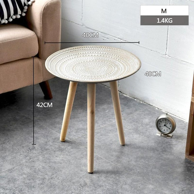 Creative Nordic Wood Low Round Coffee Table Dirty Storage Table Tea Fruit Snack Service Plate Tray Living Room Sofa Side Table