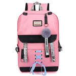 Large Green Backpacks Women School Backpack for Teenage Girls USB School Bag Canvas Middle Junior High College Student Bagpack