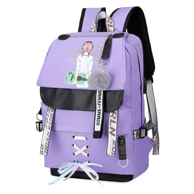 Large Green Backpacks Women School Backpack for Teenage Girls USB School Bag Canvas Middle Junior High College Student Bagpack