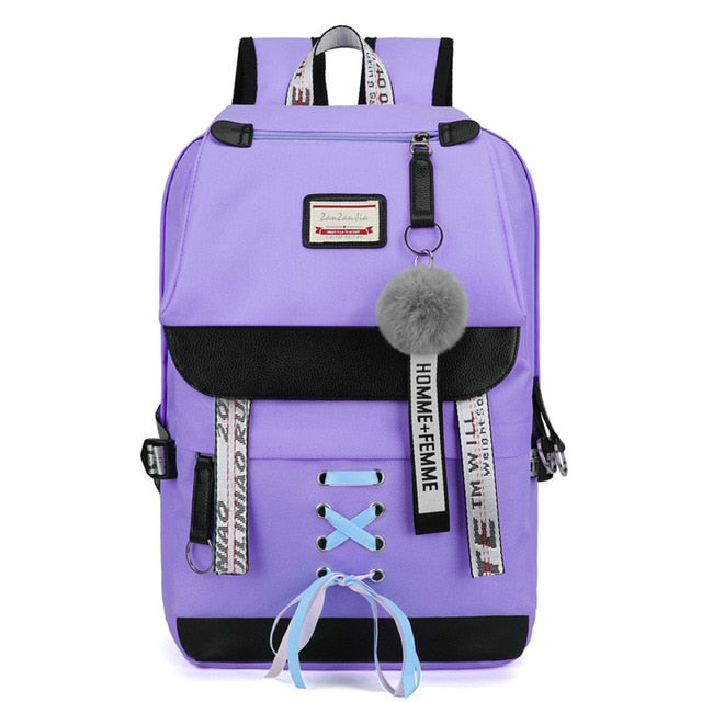 Large Green Backpacks Women School Backpack for Teenage Girls USB School Bag Canvas Middle Junior High College Student Bagpack