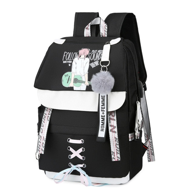 Large Green Backpacks Women School Backpack for Teenage Girls USB School Bag Canvas Middle Junior High College Student Bagpack