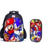16 Inch Mario Bros Sonic Children School Bags Orthopedic Backpack Kids School Boys Girls Mochila Infantil Cartoon Bags