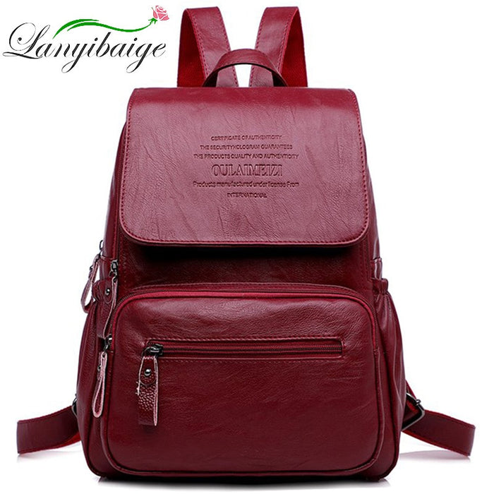 2019 Women Leather Backpacks High Quality Ladies Bagpack Luxury Designer Large Capacity Casual Daypack Sac A Dos Girl Mochilas